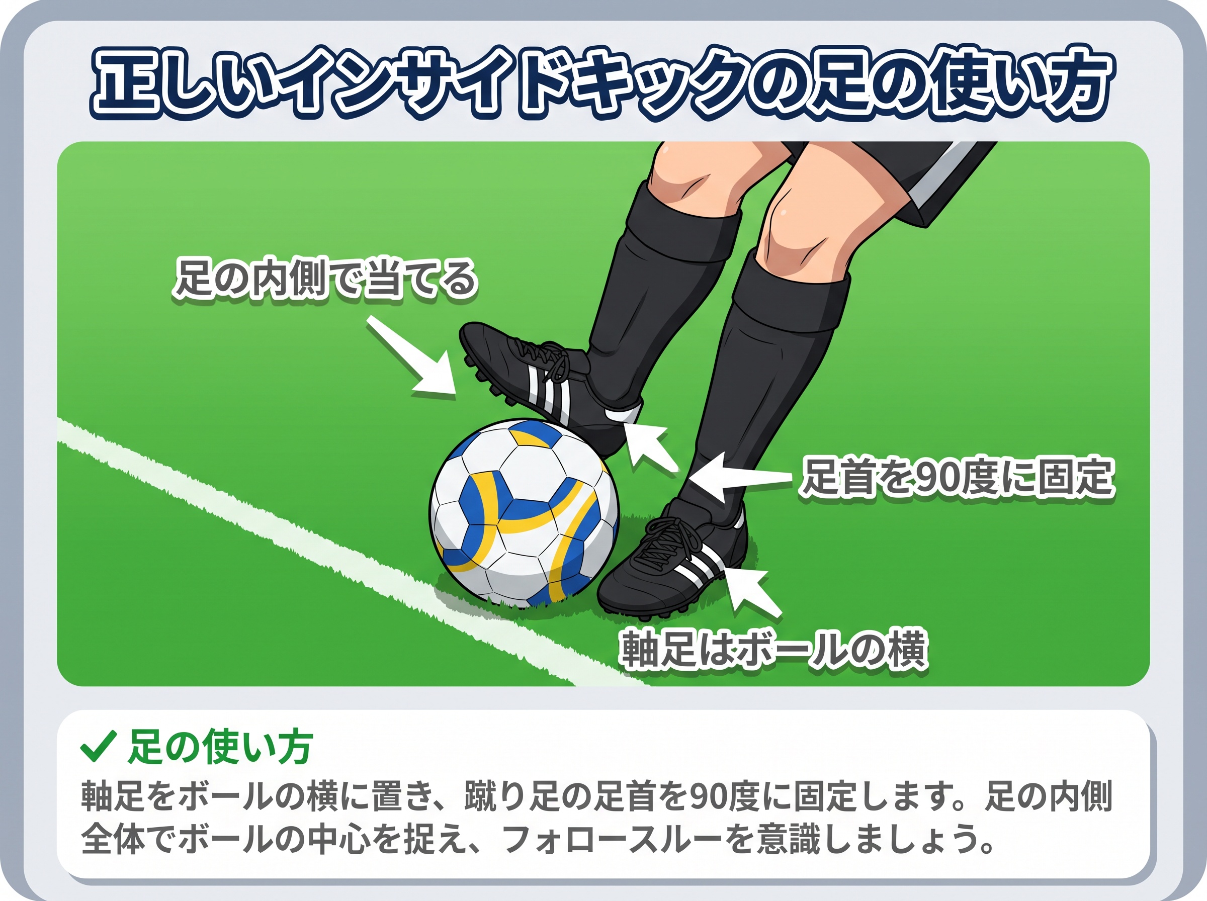 正しいインサイドキックの足の使い方